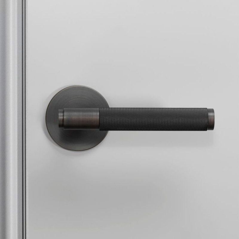 Round Passage (Hall & Closet) Door Lever with Round Rosette, Smoked Bronze