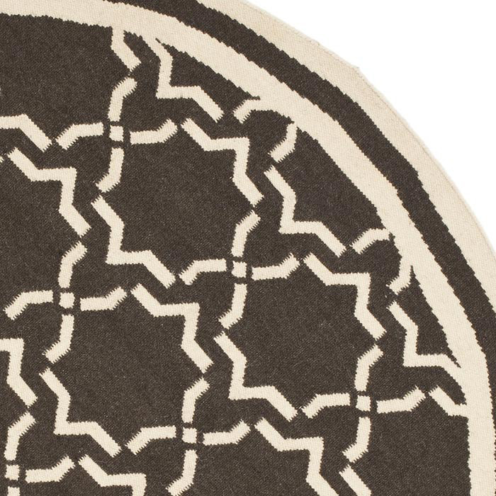 Rodgers Hand Woven Flat Weave Wool/Cotton Geometric Rug in Chocolate