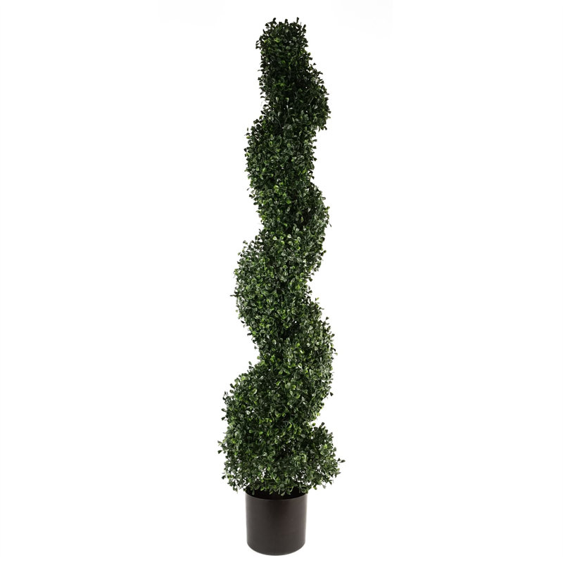 Faux Palm and Boxwood Plant in Plastic Pot Liner, 120cm H x 25cm W x 25cm D