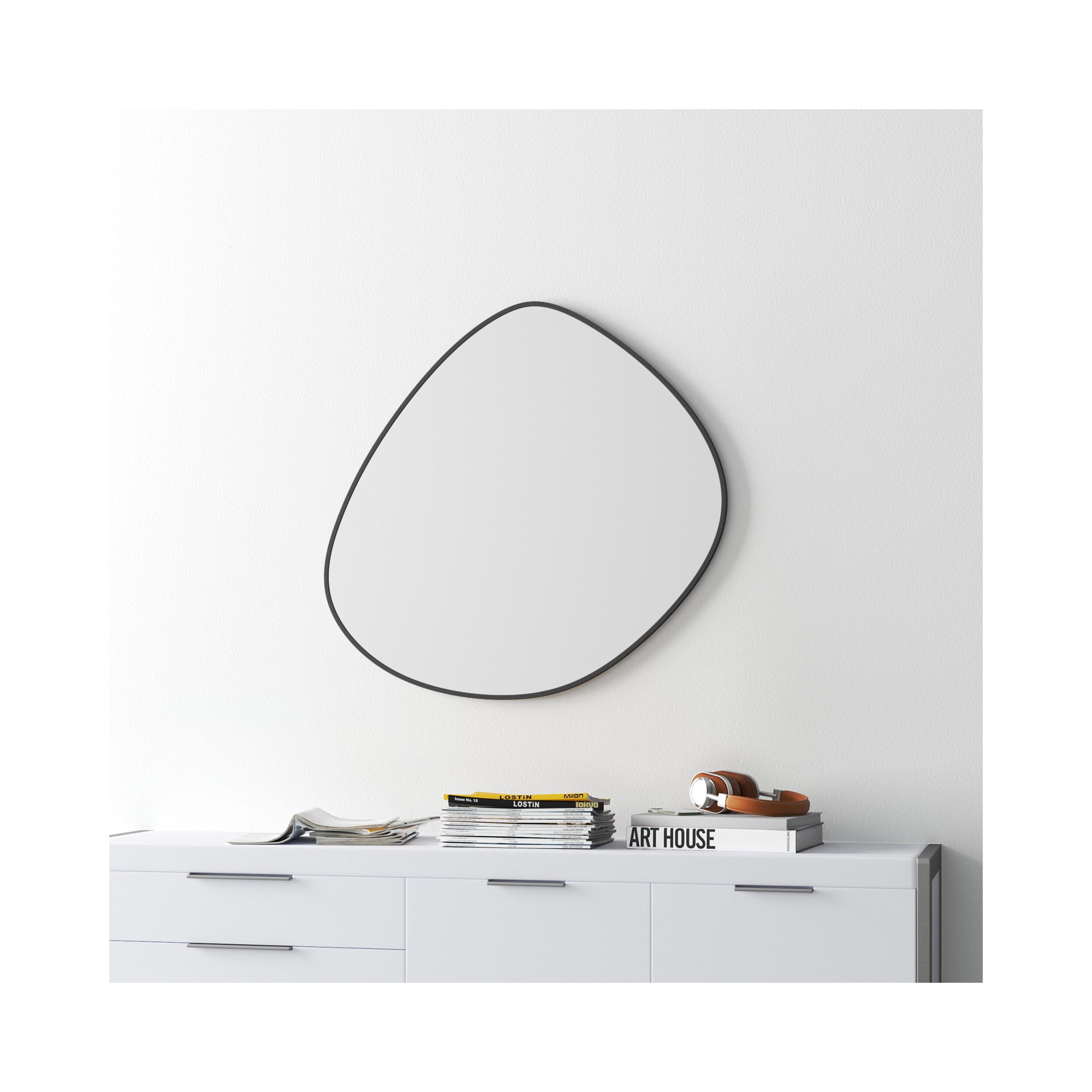 Eastie Metal Mirror, 37" x 36", Black