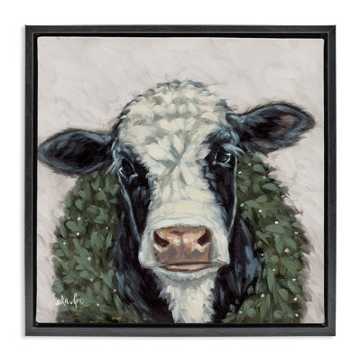 Art mural sur toile Vache tachetée avec couronne par Sara G. Designs