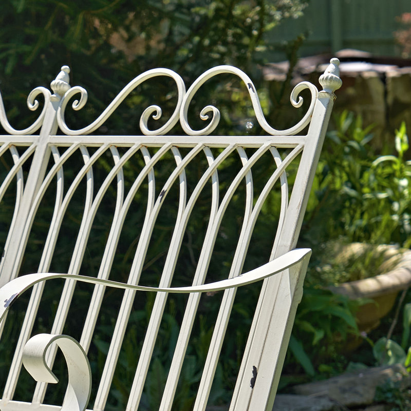 Banc à bascule en métal Dominy, Blanc antique
