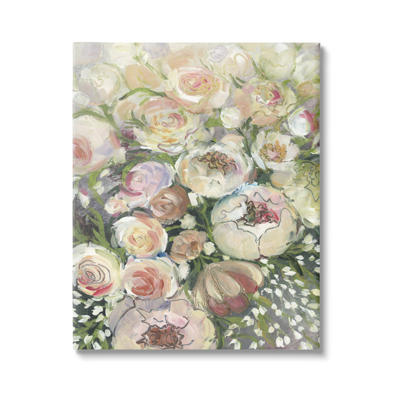 Art abstrait sur toile flottante abstraite avec fleurs de jardin par Blursbyai, H 48 po x l 36 po x P 1,5 po, Toile tendue