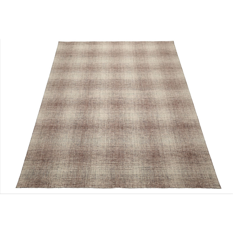 Tapis multicolore en laine à motif écossais moderne et contemporain crocheté à la main, Rectangle 9 pi x 12 pi