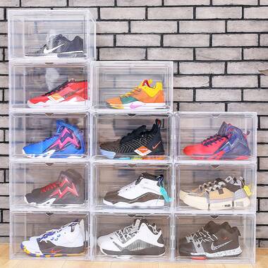 US Lot of Clear Plastic Stackable Foldable Shoe Display Storage Organizer  Box