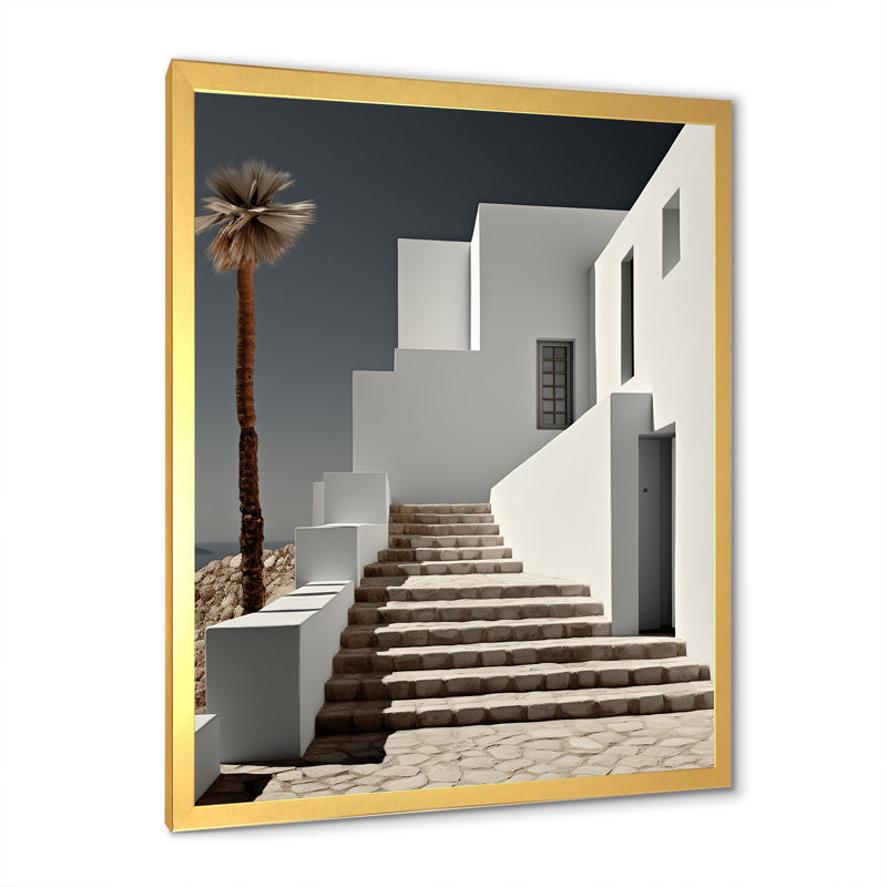 «Beach House», impression sur toile, Cadre doré simple, H 44 po x l 34 po x P 1,5 po