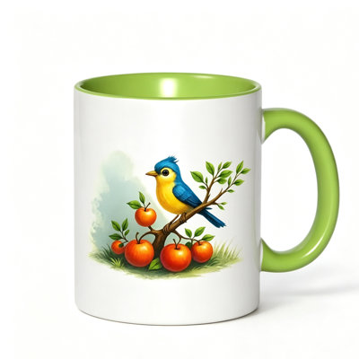 1pc with Bluebird& Apple Tree Branch Design Ceramic Coffee Mug Coffee Cup Tea Mug Halloween.