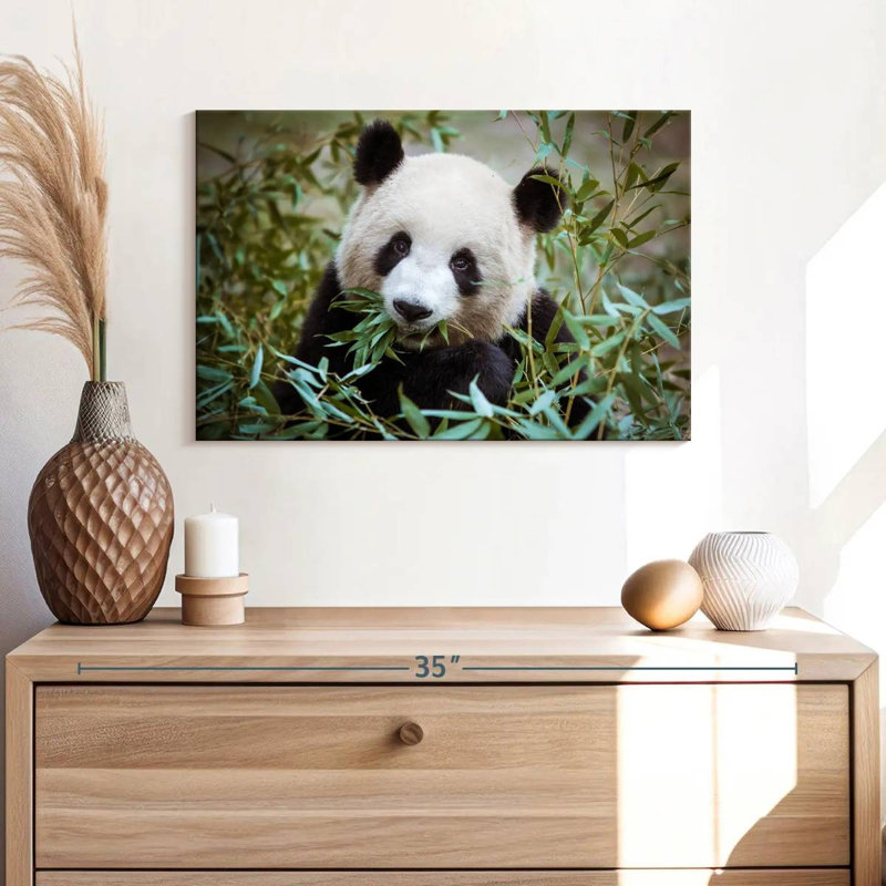 Panda With Bamboo, 16" H x 24" W