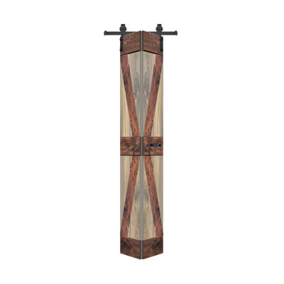K Style Finished Solid Wood Bi-Fold Barn Door With Hardware Kit -Assembly Needed