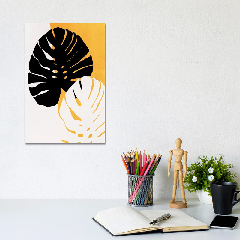 Monstera Leafs by Kubistika - Wrapped Canvas Print, 20.32 cm H x 30.48 cm W