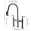 Brushed Nickel Bridge Kitchen Sink Faucet, Pull-Down , 3 Holes 2 Handles, Functional Hole Faucet With Pull-Down, Nickel, Materials