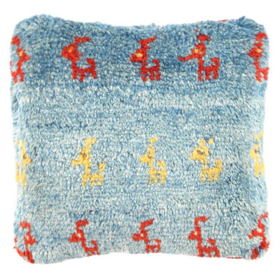 Coussin Gabbeh fin noué à la main 14 po x 15 po