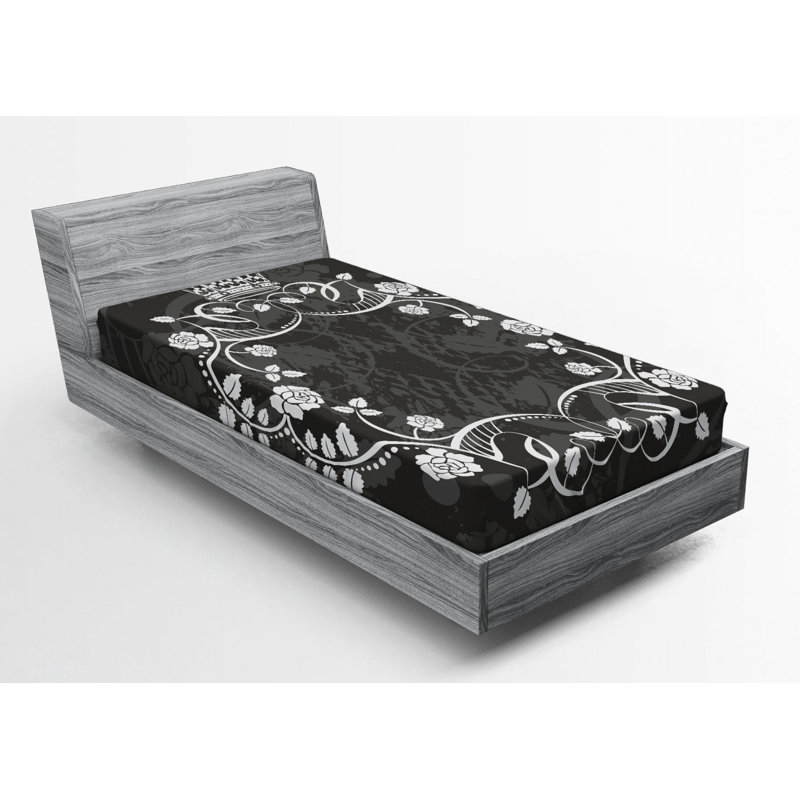 Microfiber Floral Fitted Sheet, Twin Fitted Sheet, Purple Floral 2