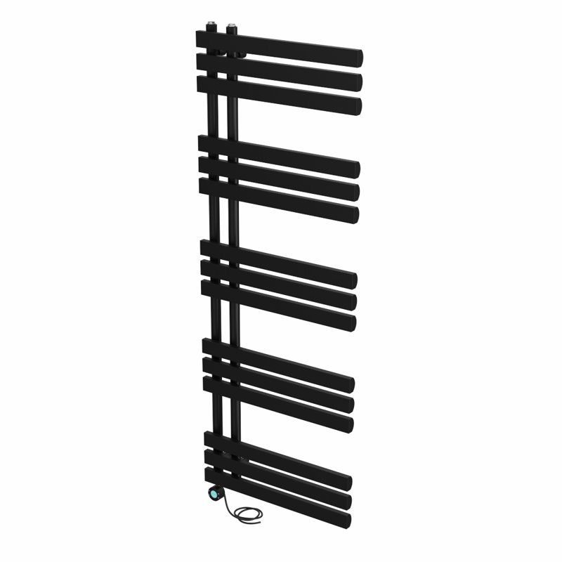 Resma Designer Towel Rail Heated Towel Rails, 160cm H x 60cm W x 7.35cm D, Black