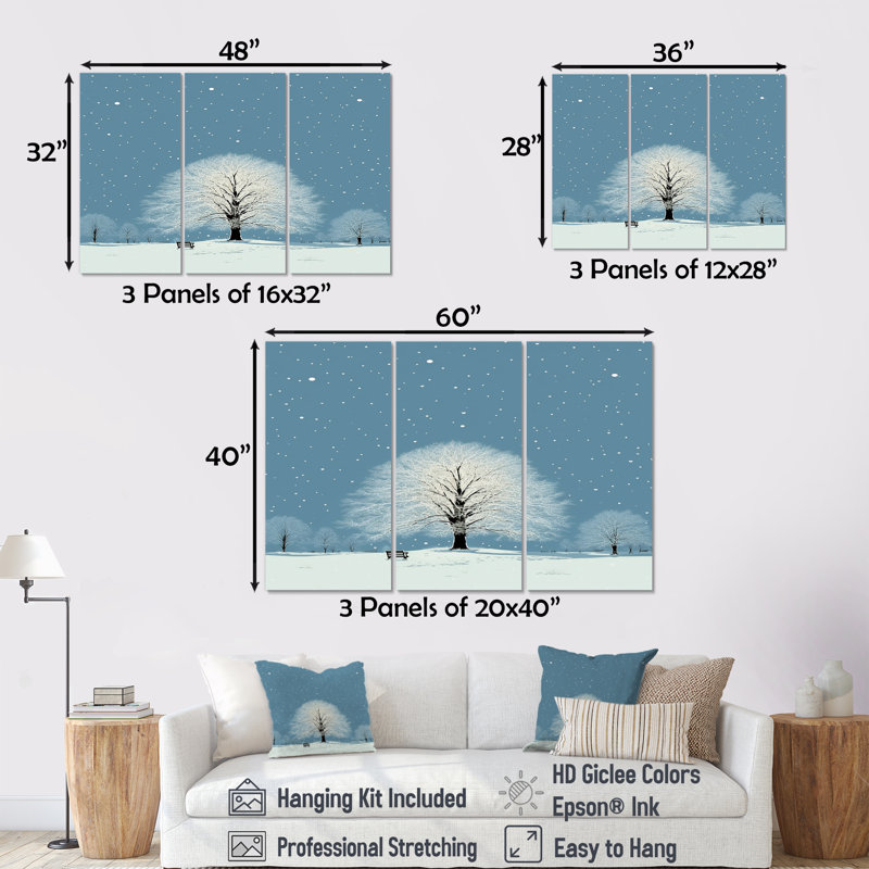 Gilles - Ensemble de décoration murale arbre chêne, H 28 po x l 36 po x P 1 po, Toile tendue