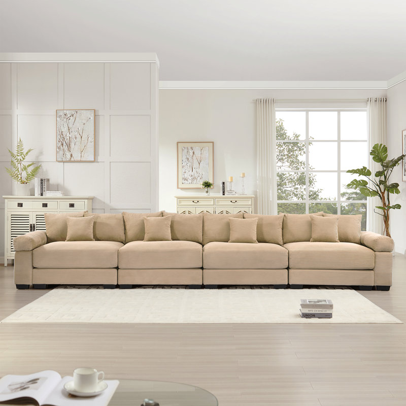 Canapé modulaire surdimensionné de 170 po Cloud, Velours côtelé chameau