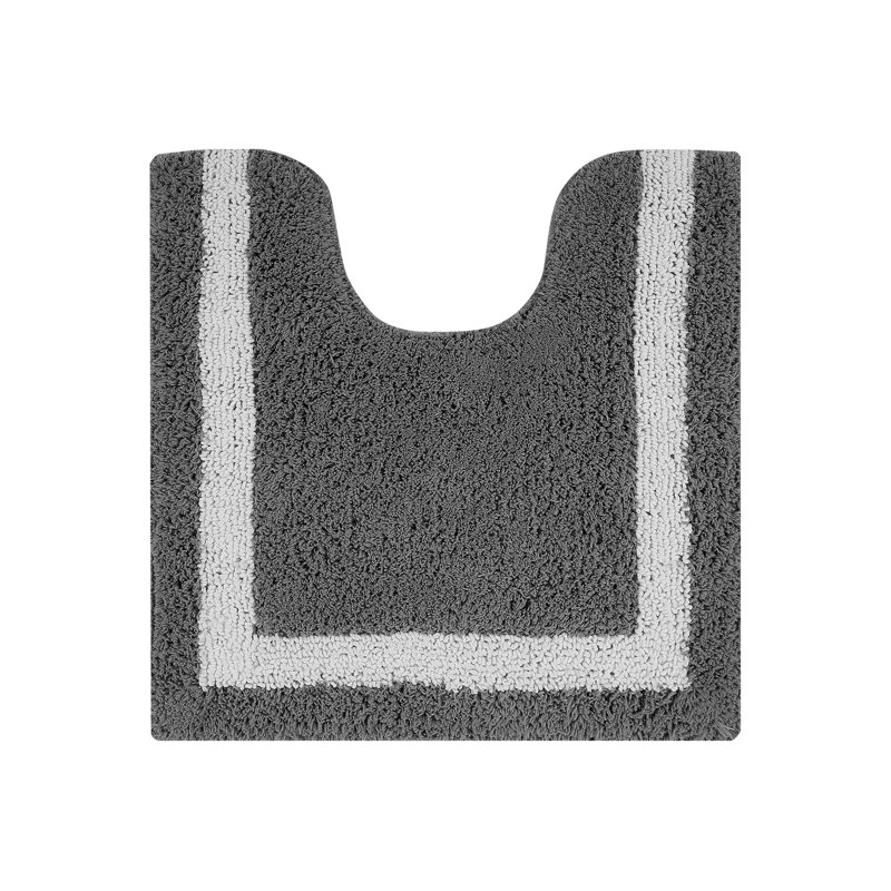 Gray and White Cotton Reversible Bath Rug Set