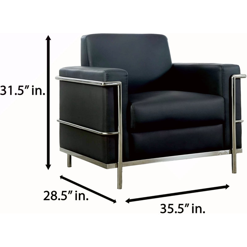 Fauteuil de direction en similicuir Executive, fauteuil de salon rembourré en métal chromé, Noir