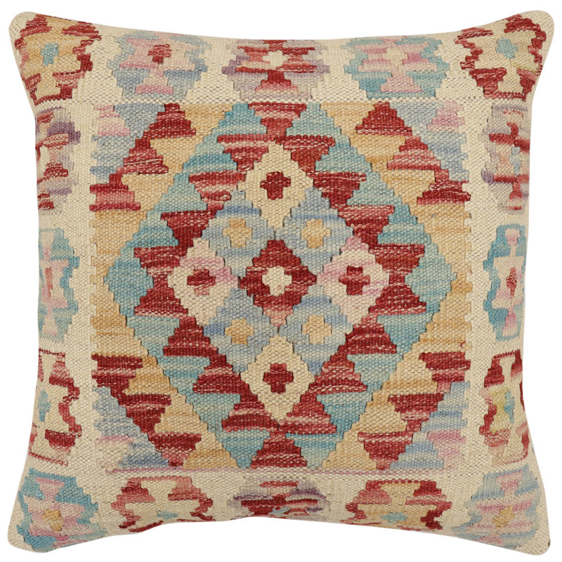 Oreiller rustique en kilim tissé à la main Caballer - 17 po x 18 po Rustic, H 17 po x l 18 po