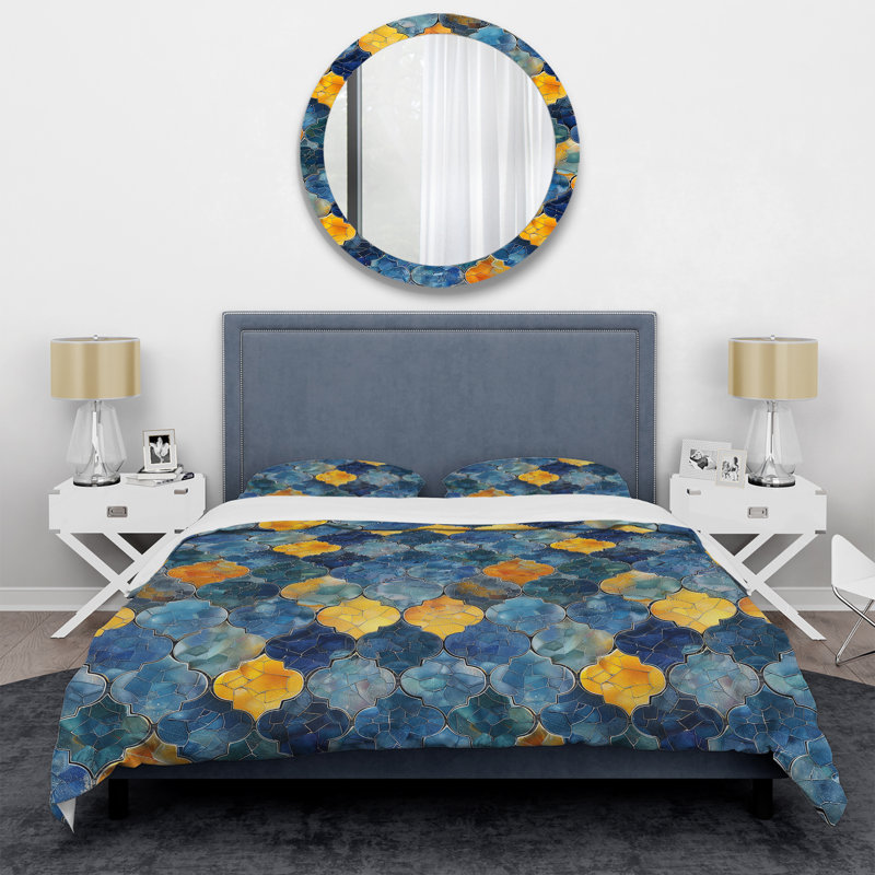 Ensemble de housse de couette Blue Green Tiles I - Tiles, Housse de couette très grand et 2 très grandes t