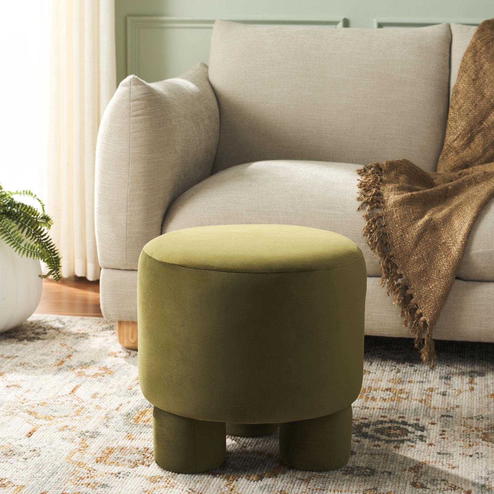Josie 17" Ottoman, Olive