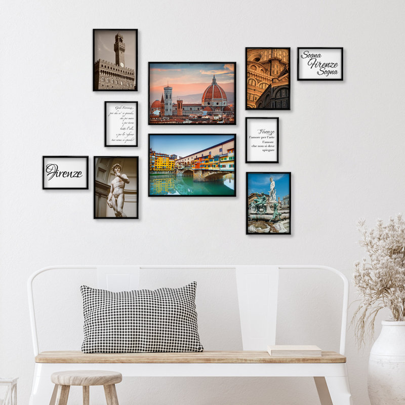 Giallobus - Set 10 Poster Da Parete - Raccolta Città Firenze - Carta Patinata - | 2 X A3 42X30cm | 4 X A4 30X21cm | 4 X A5 21X15cm | - Senza CORNICI - Stampe Moderne Soggiorno