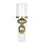 Porte-bougie Hurricane, base en marbre blanc, accents dorés tournés de 14 pouces