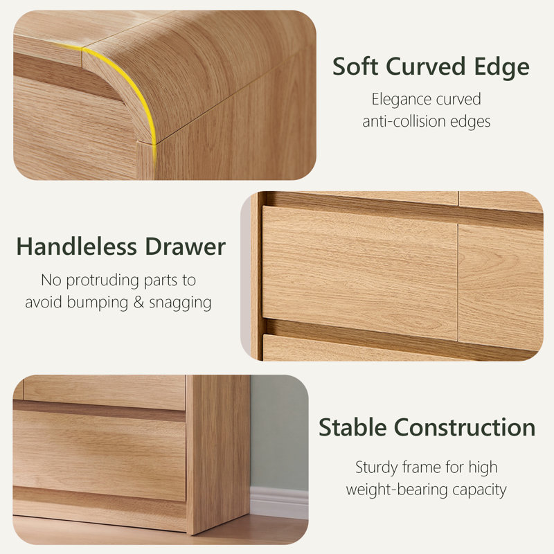 55.31 " W 8 - Drawer Dresser, Natural