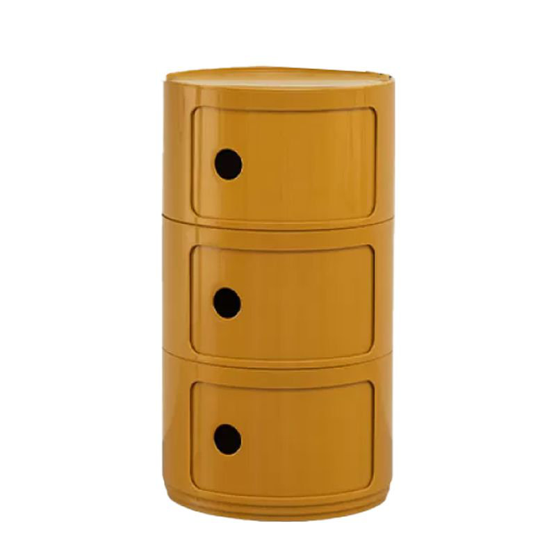 3 Pack Stackable ABS Storage Drawers – Round Modular Cabinet for Bedroom & Living Room, Yellow