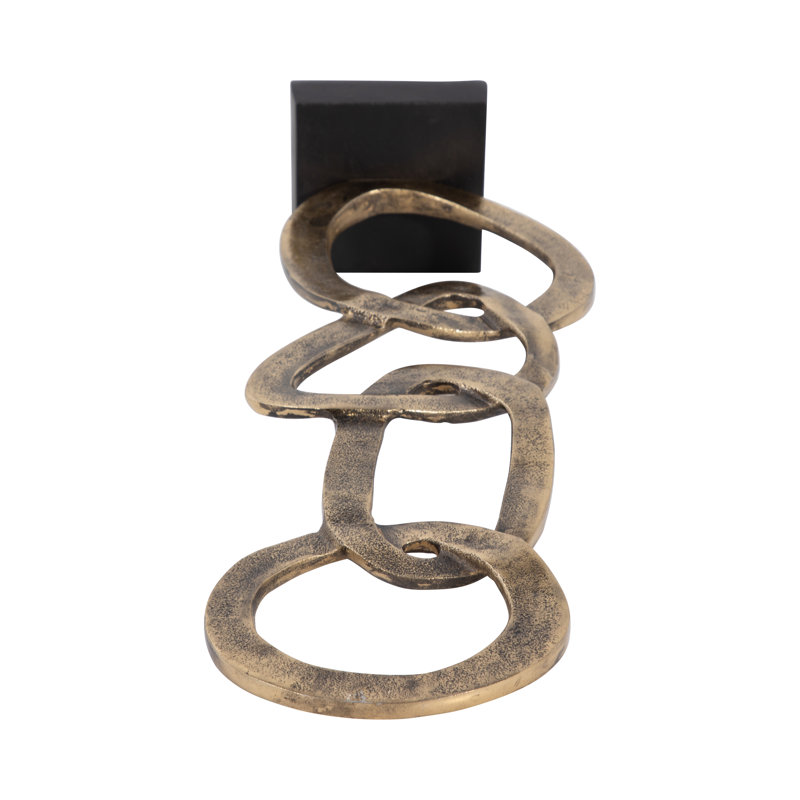 Decorative Object Linked Ring Sculpture for Home Decor - Abstract Metal Figurine Statement Accent Ideal Decoration for Living Room and Console Styling