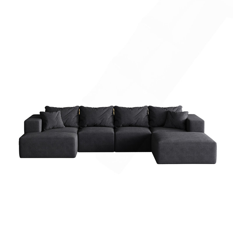 Ensemble de canapé modulaire rembourré Modern, Noir