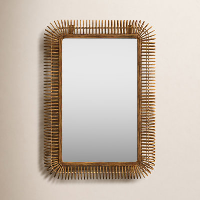 Teagan 28" Handwoven Pine Wall Mirror