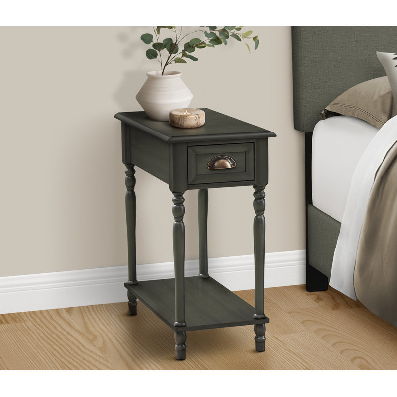 Table d'appoint, table d'appoint à 2 niveaux, table de bout, étroite, table de chevet, chambre à coucher, lampe, tiroir de rangement