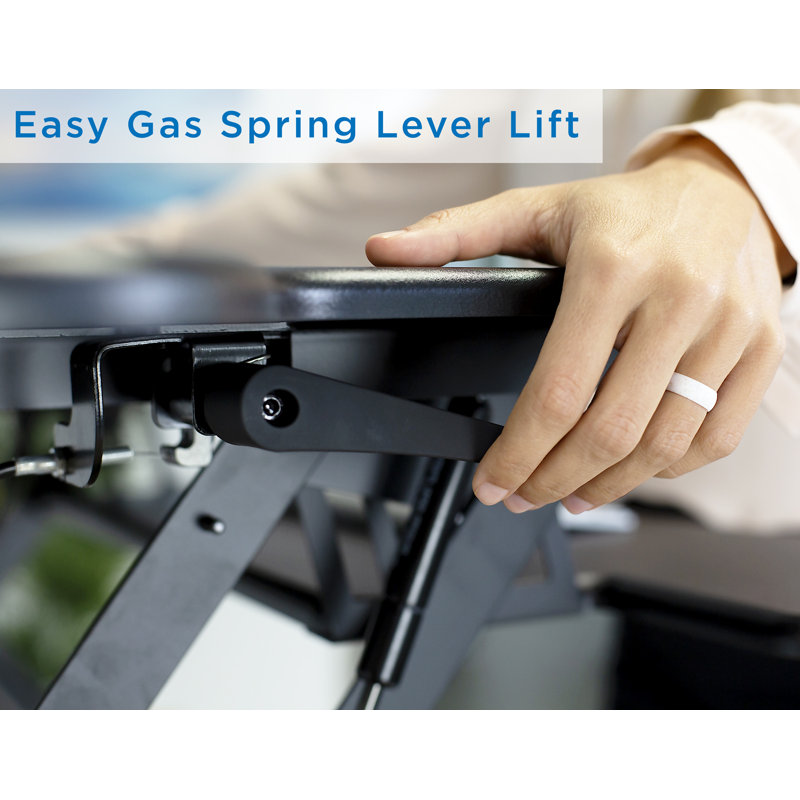 Mount-It! Height Adjustable Standing Desk Converter, 48 Wide Tabletop Desk Riser with Gas Spring