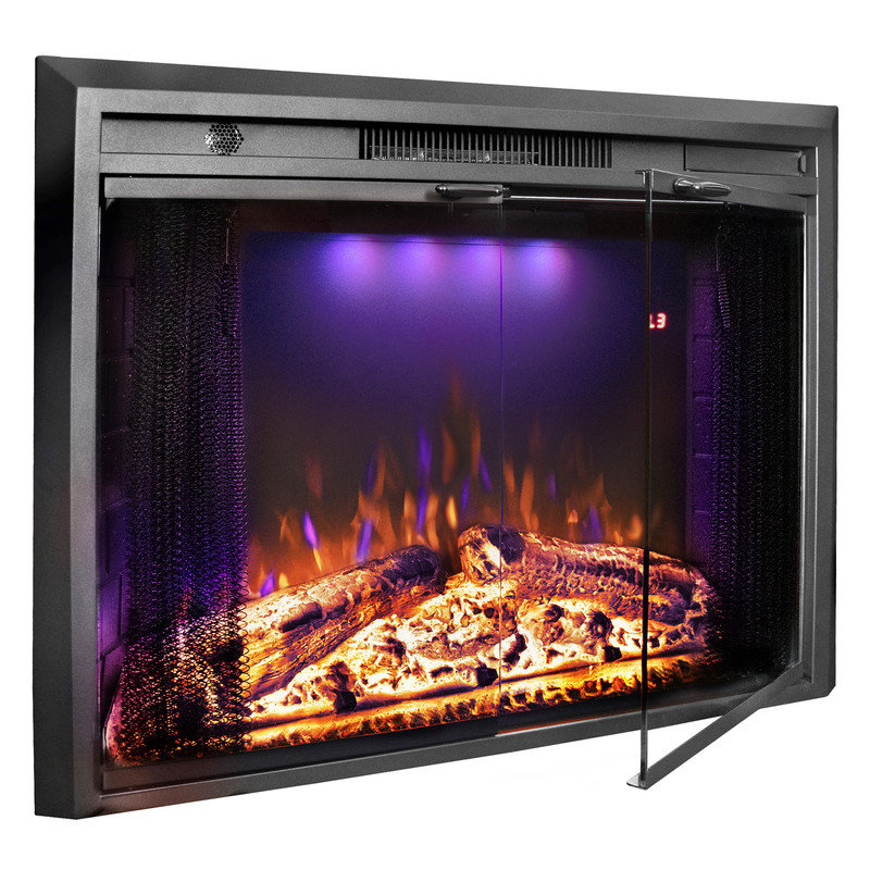 Ronneby Powder Coated Electric Fireplace Insert with 5120 BTU, 24.7" H x 30.5" W x 8.8" D