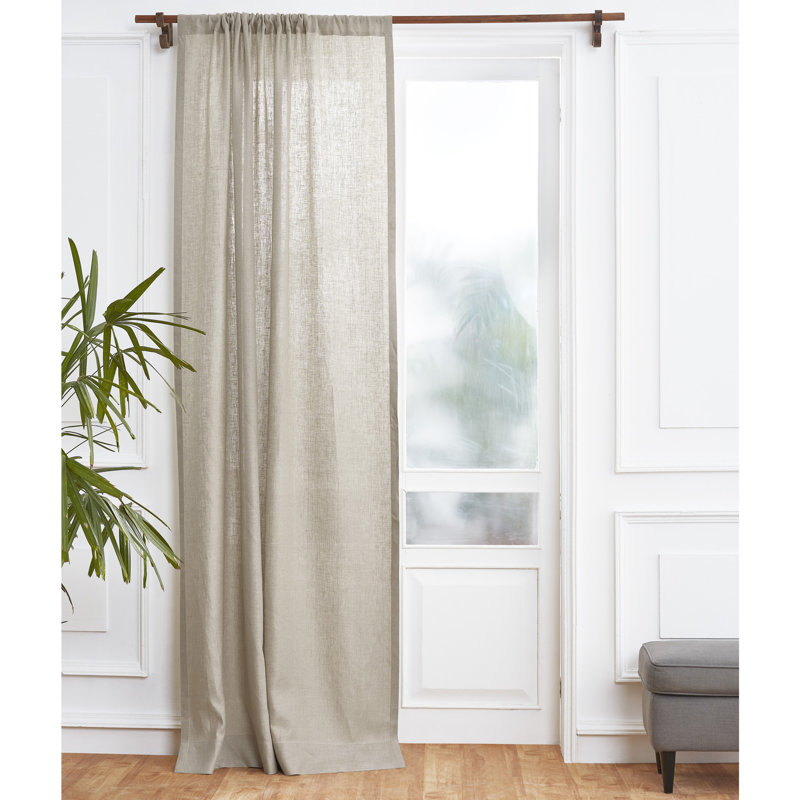 Linen Curtain with Rod Pocket, Natural, 52" W x 54" L