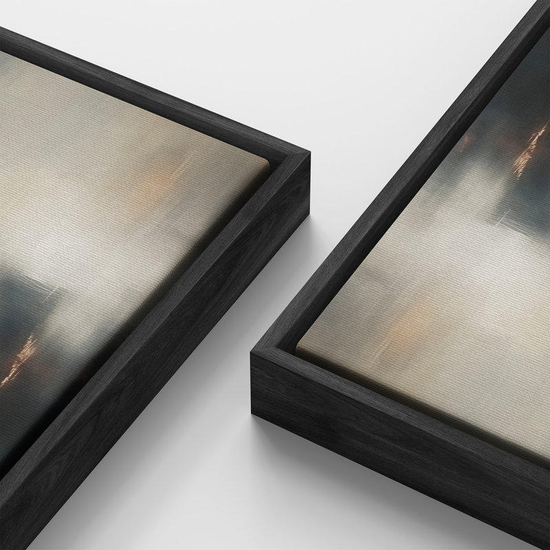 Horizon profond avec des tons brumeux foncés - grande impression sur toile encadrée de la chambre principale, Noir