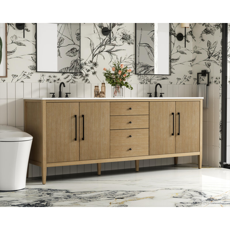 Meuble-lavabo double 84 po, Lin chêne