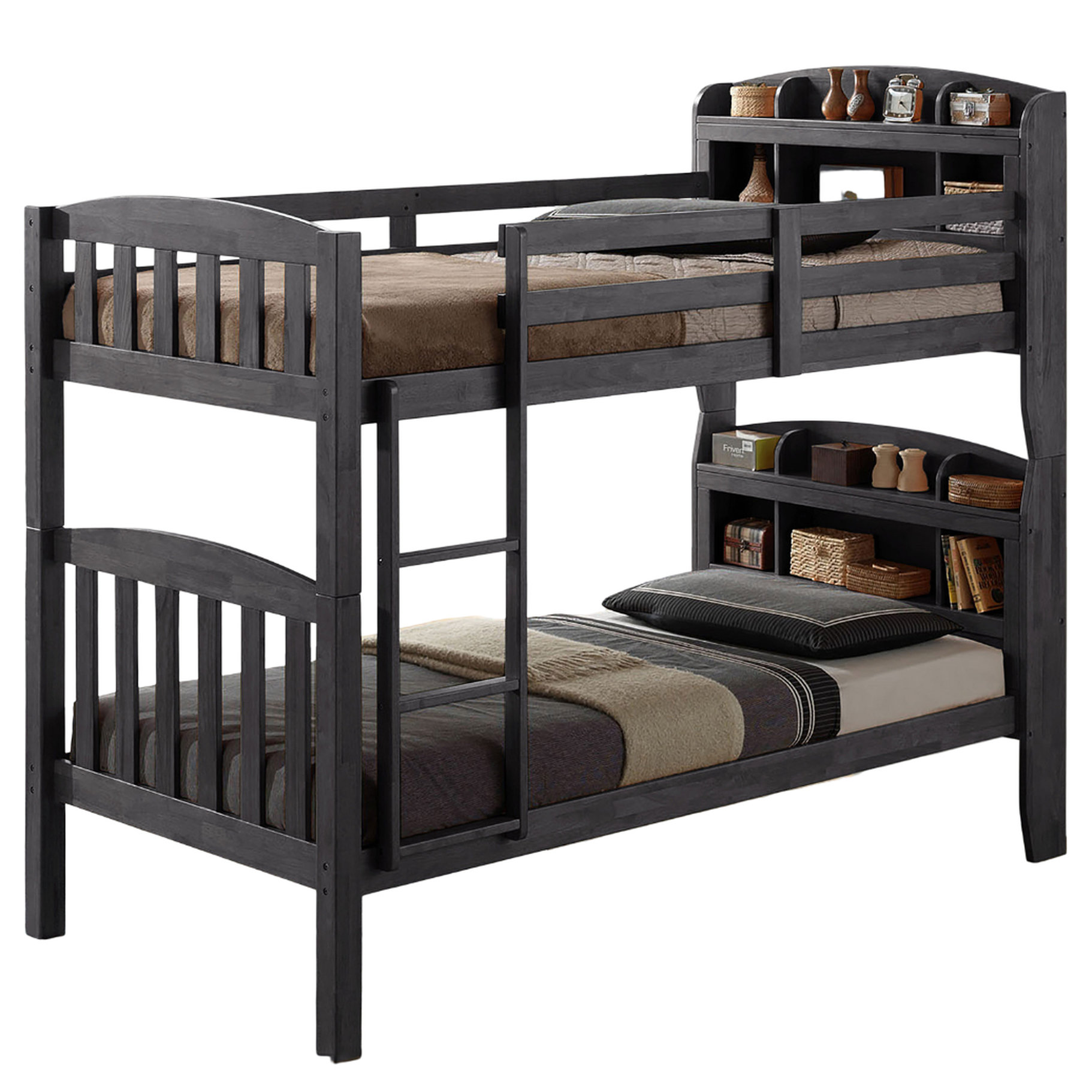 Latitude Run® Grey Twin Over Bunk Bed With Transitional Finish, Solid ...