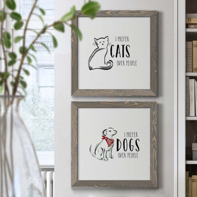 Cats Over People - Ensemble de 2 encadrements d'art textuel sur toile