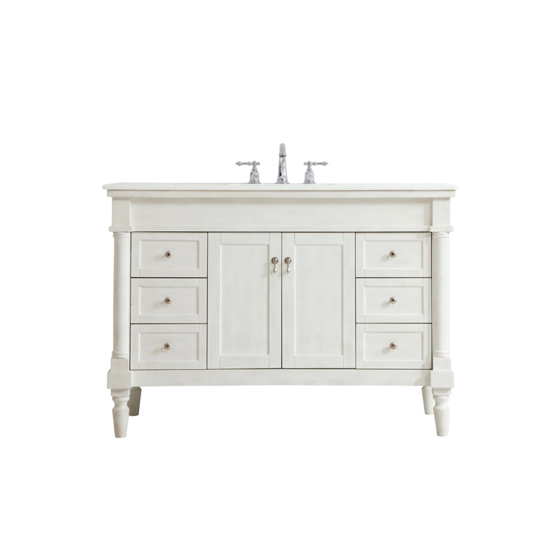 Ensemble de meuble-lavabo simple 48 po Lexington, Blanc antique, Blanc ivoire