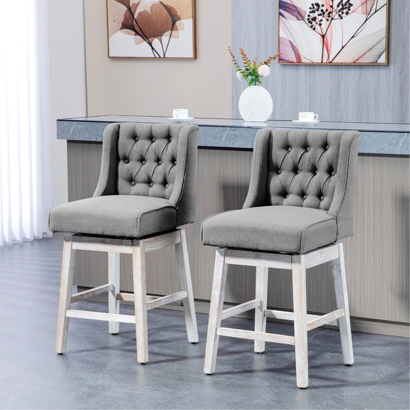 Everly Quinn Pieces Bar Stools, 180 Degree Swivel Barstool With