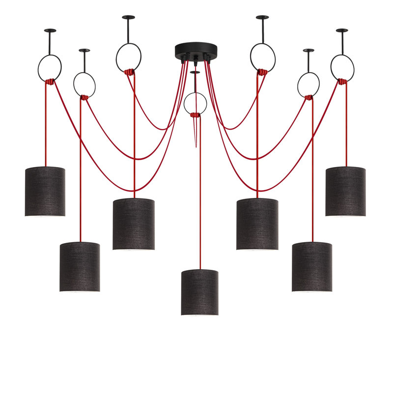 Luminaire suspendu cylindrique à 7 lumières Shayaan