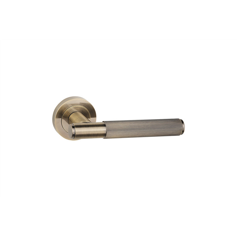  1 Pair Straight T-Bar Linear Door Handles in Antique Brass Finish