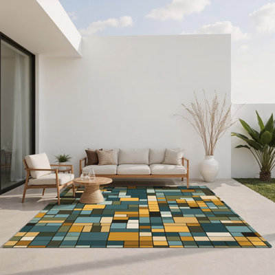 Tapis d'intérieur et d'extérieur à patchwork coloré