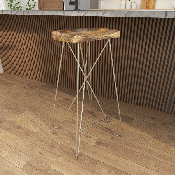 Counter Stool, Light Brown/Silver