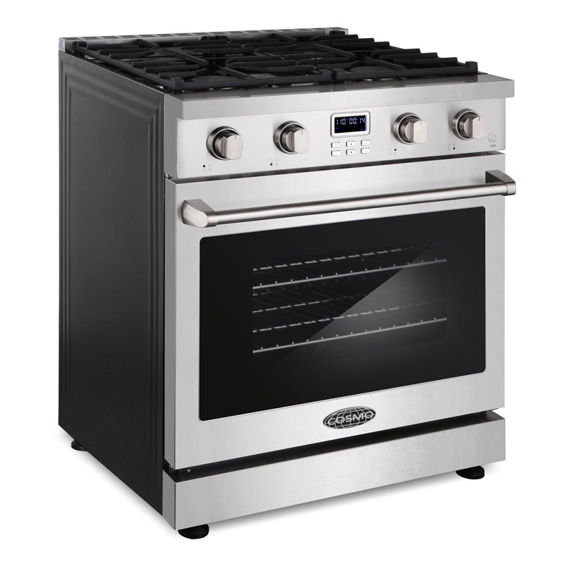 Cosmo 30 po. Lumin Collection 4,8 pi. Cu. Cuisinière au gaz avec 4 brûleurs scellés et four à convection en acier inoxydable