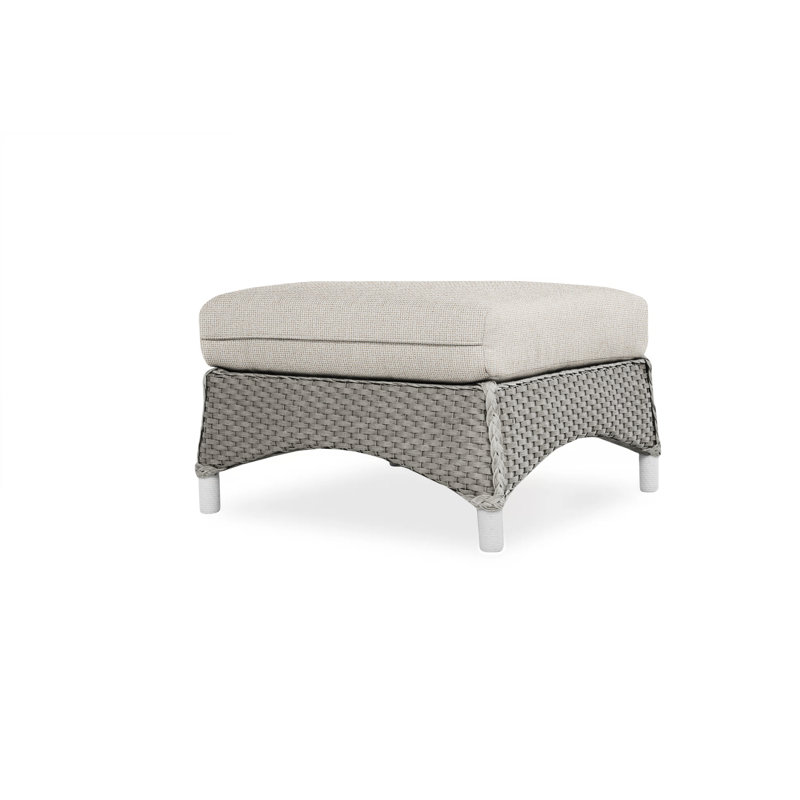 Mandalay Outdoor Ottoman, Sailcloth Salt, Pewter