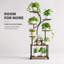 Support à plante avec lumières de culture (noir + noyer foncé) - support à 8 niveaux de 61 po de hauteur en métal / en MDF, mobile pour plantes d'intérieur / de patio