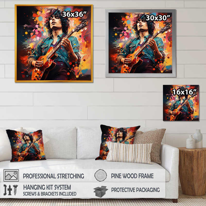 Rockstar Portrait 1 - musique, art mural, Toile tendue, H 30 po x l 30 po x P 1,5 po